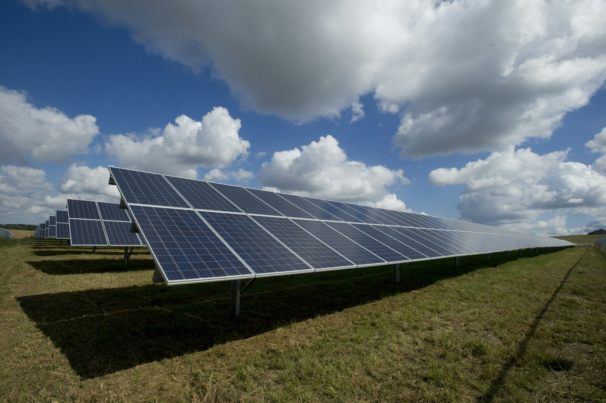 Solar panels at golden hour